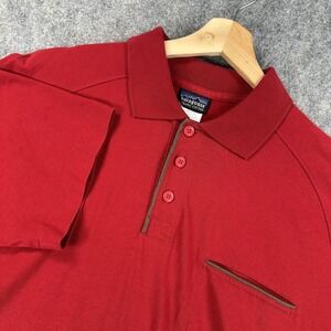 Patagonia Polo Shirt Mens Medium Red Organic Cotton Pocket Lightweight Casual